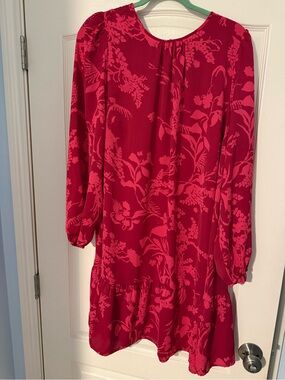 Ava & Viv Fuchsia Floral Long-Sleeve Shift Dress